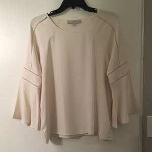 Cream colored bell sleeve top from LOFT, P small